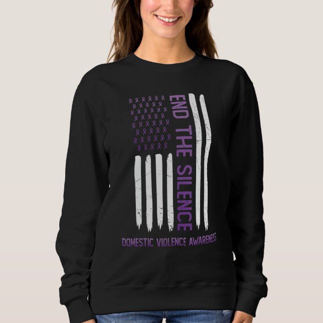 Domestic Violence Awareness Purple USA Flag End Th T Shirt (Framsida)