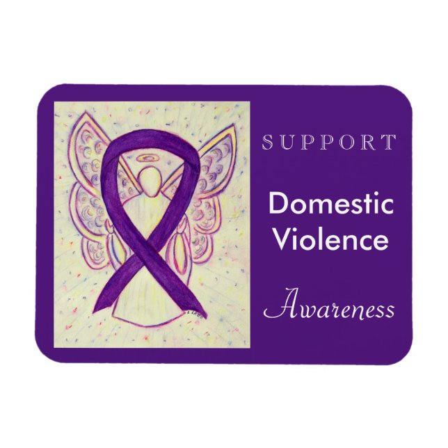 Domestic Violence Awareness Ribbon Angel Magnet (Horisontell)