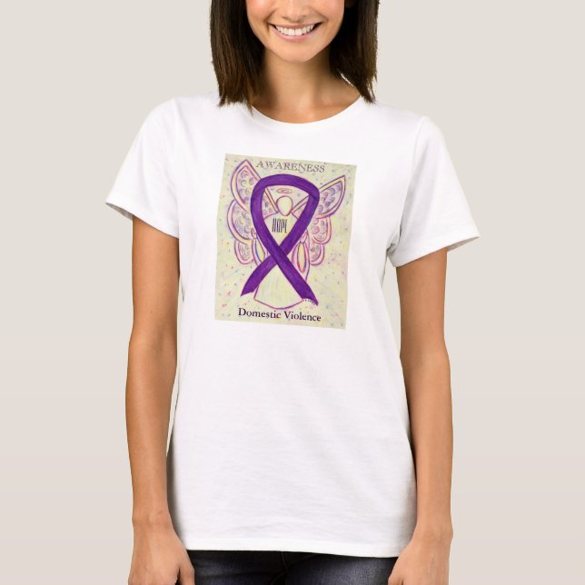 Domestic Violence Awareness Ribbon Angel Shirt T-shirt (Framsida)