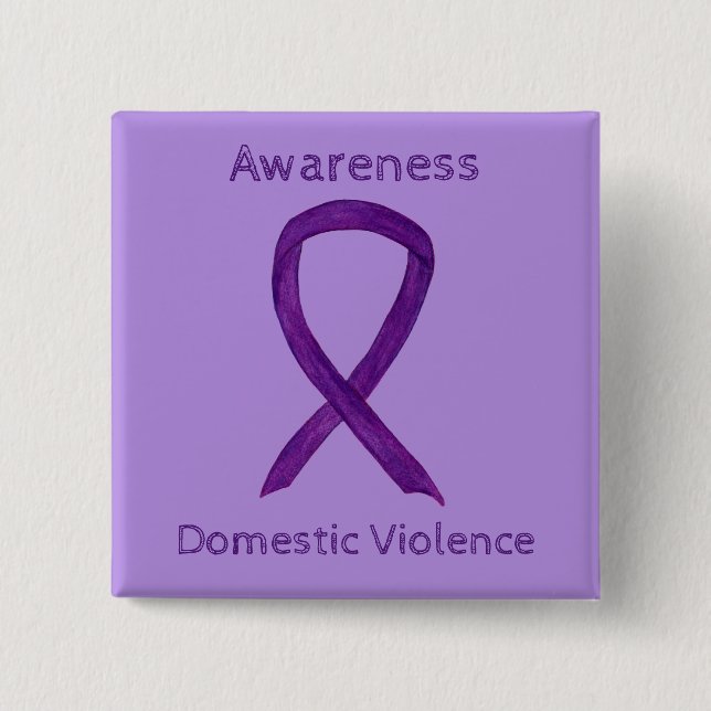Domestic Violence Awareness Ribbon Anpassningsbar  Knapp (Framsida)