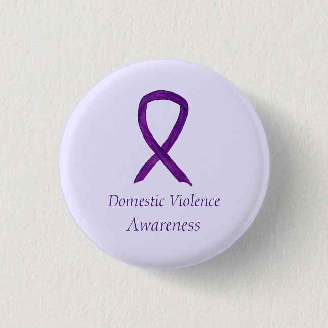 Domestic Violence Awareness Ribbon Anpassningsbar  Knapp (Framsida)