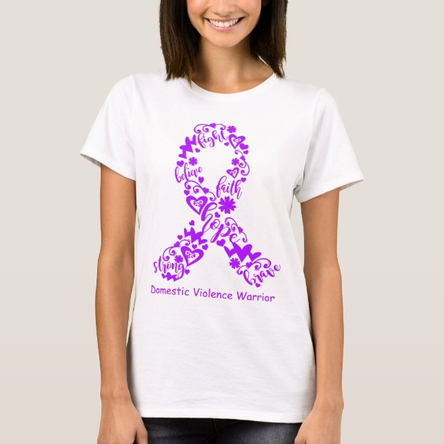 Domestic Violence Awareness Ribbon Support-gåvor T Shirt (Framsida)