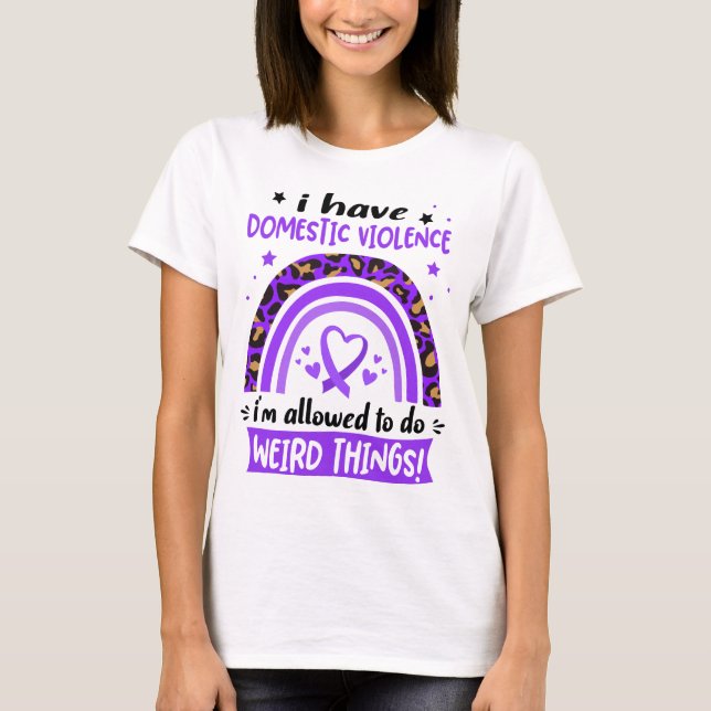 Domestic Violence Awareness Ribbon Support-gåvor T Shirt (Framsida)