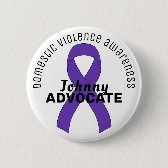 Domestic Violence Awareness Ribbon White Button Knapp (Framsida)