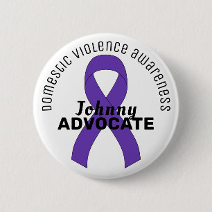 Domestic Violence Awareness Ribbon White Button Knapp