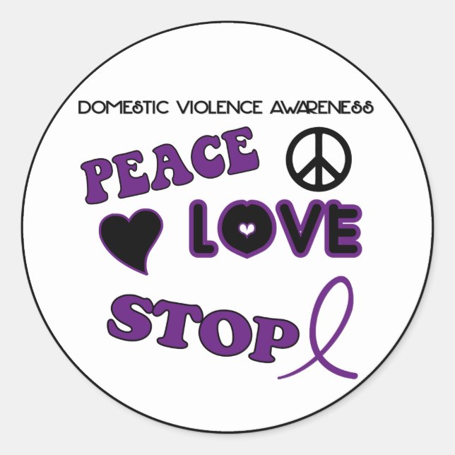 Domestic Violence Awareness Sticker Runt Klistermärke (Framsida)