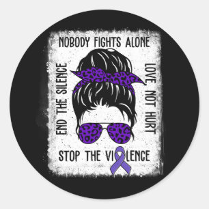 Domestic Violence Awareness Stop Messy Bun Vio Runt Klistermärke