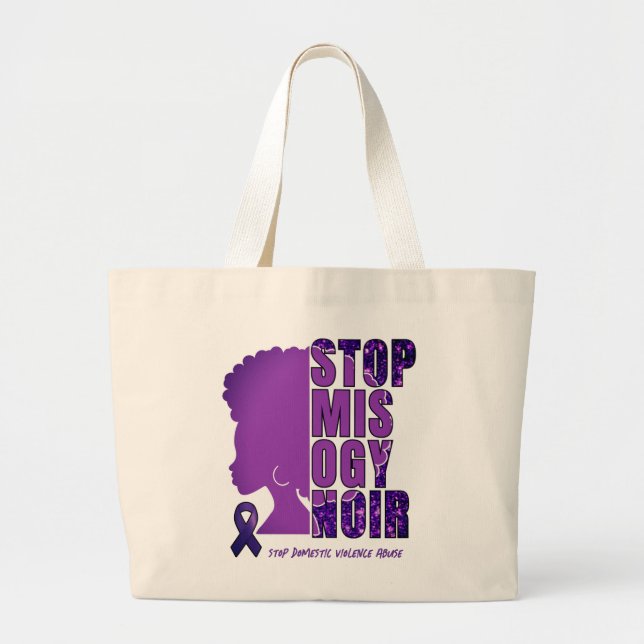 Domestic Violence Awareness STOP MISOGYNOIR Jumbo Tygkasse (Framsidan)