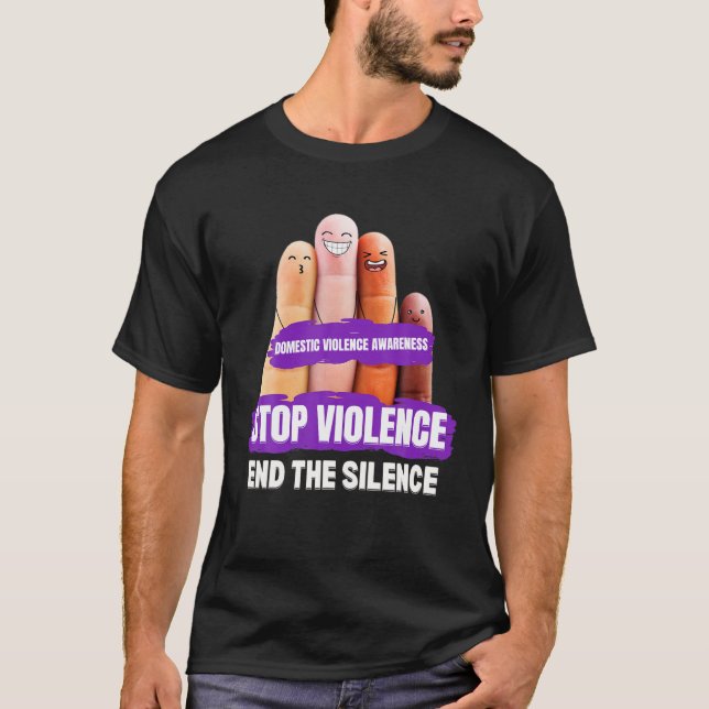 Domestic Violence Awareness Stop Violence End Sile T Shirt (Framsida)