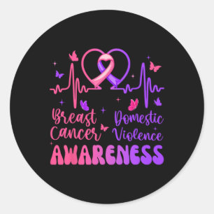 Domestic Violence Breast Cancer Awareness Month Runt Klistermärke