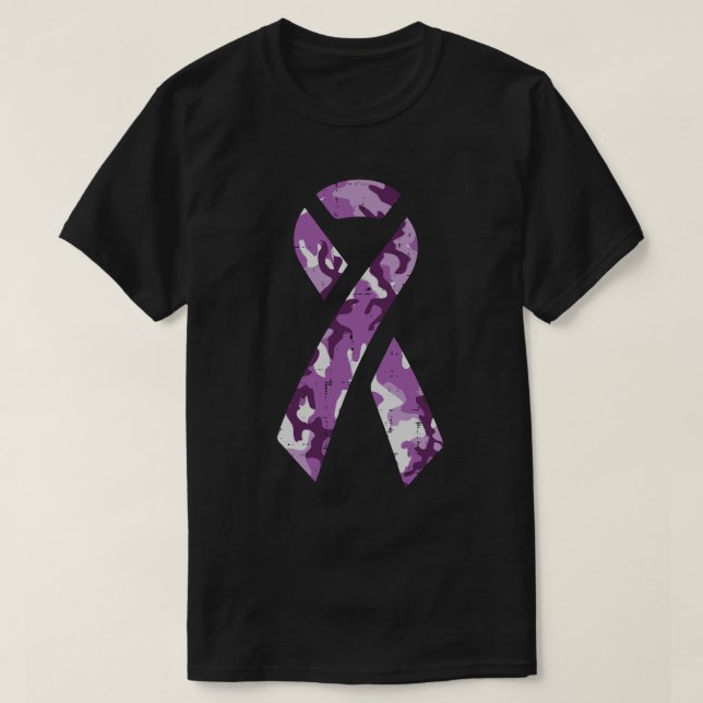 Domestic Violence Camo Lila Ribbon Awareness K T Shirt (Design framsida)