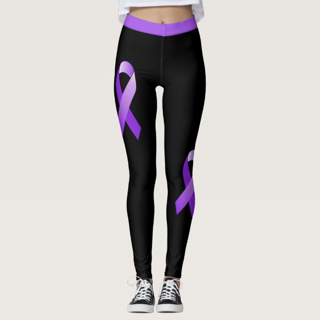 Domestic Violence DV Lila Awareness Ribbon Leggings (Framsida)