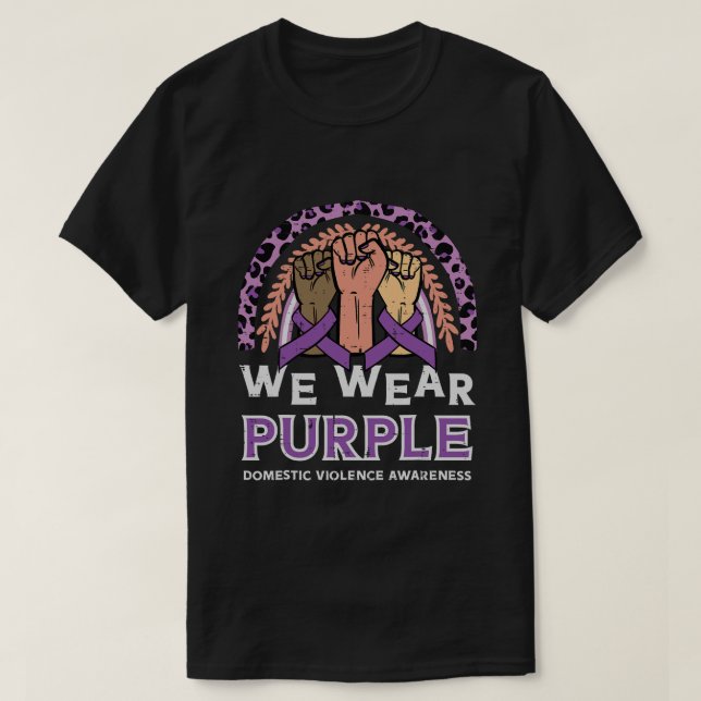 Domestic Violence Fists Bära Lila Awareness Ki T Shirt (Design framsida)