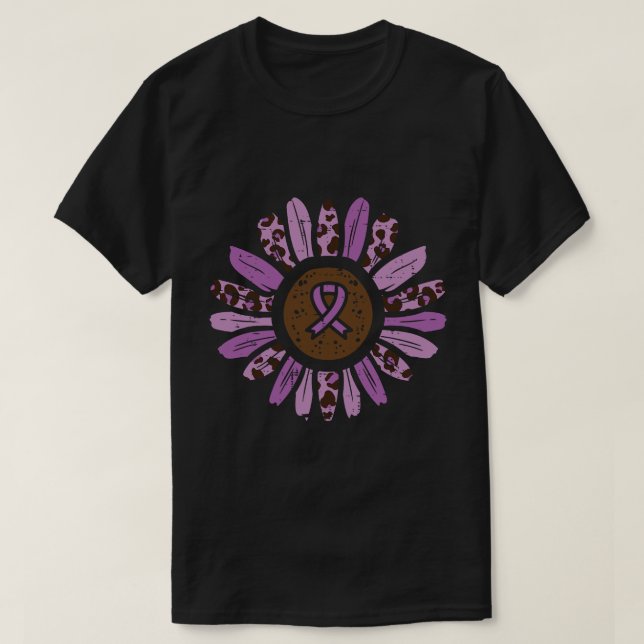 Domestic Violence Solros Lila Ribbon Awarenes T Shirt (Design framsida)