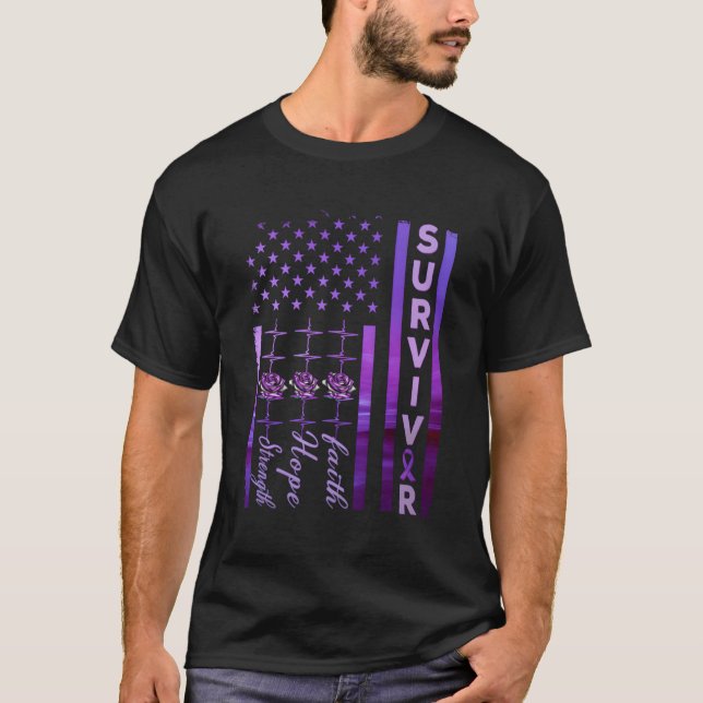 Domestic Violence Strong Survivor Lila American T Shirt (Framsida)