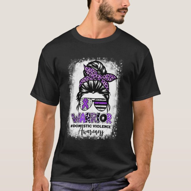 Domestic Violence Warrior Ribbon Purple Warrior Me T Shirt (Framsida)