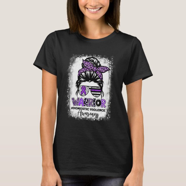 Domestic Violence Warrior Ribbon Purple Warrior Me T Shirt (Framsida)