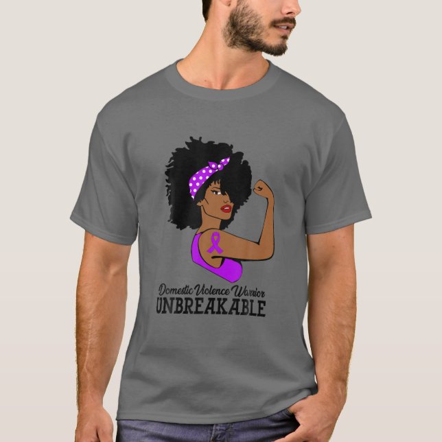 Domestic Violence Warrior Unbryable Strong Woman T Shirt (Framsida)