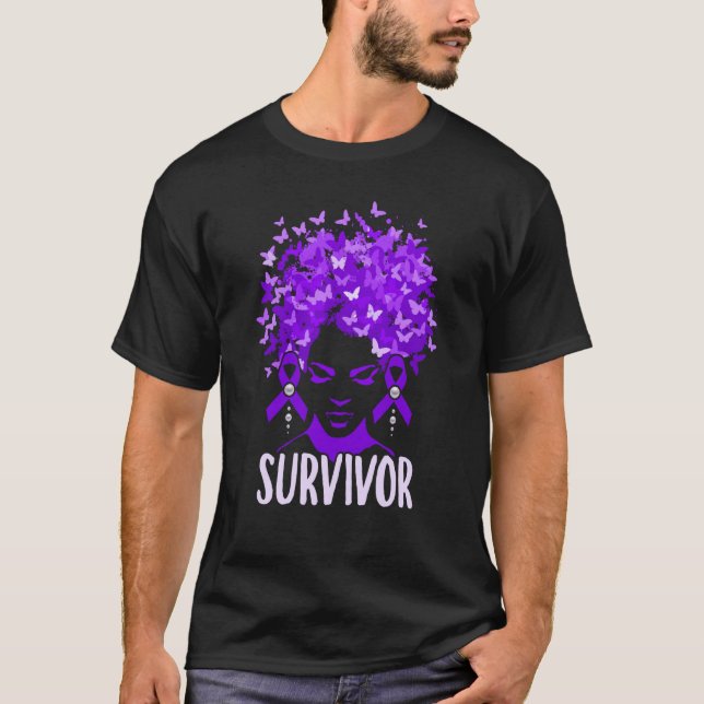 Domestic Violence Women purple butterflies Survivo T Shirt (Framsida)