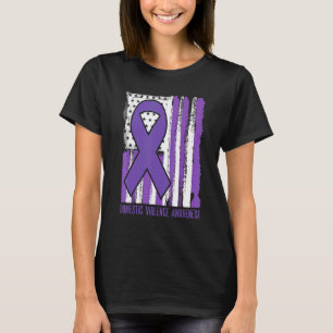 Domesticens våldsamhetsband med lila flagga t shirt