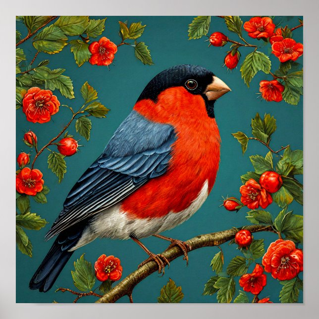 Domherre på en träd poster (Framsidan)