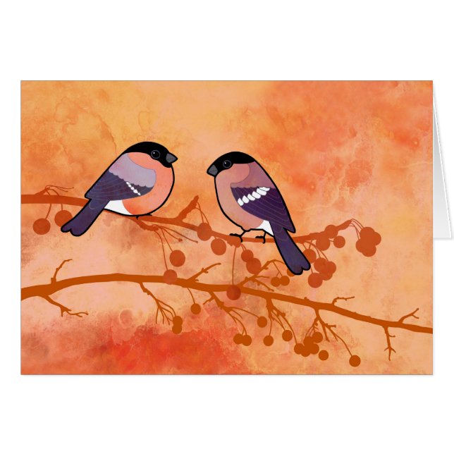 Domherre (Pyrrhulapyrrhula) Hälsningskort (Framsidan Horizontal)