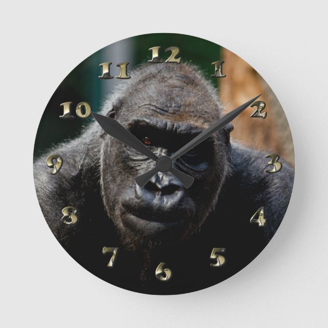 Dominant Primate Gorilla Ape Rund Klocka (Framsida)