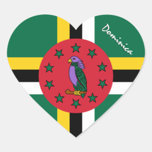 Dominica-dekal, hjärta, patriotisk Dominicaflagga Hjärtformat Klistermärke