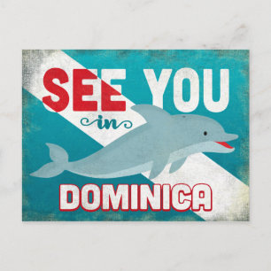 Dominica Dolphin - Retro Vintage resor Vykort