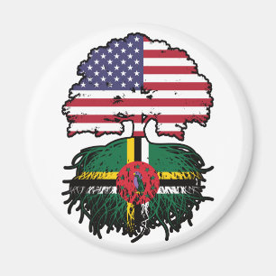 Dominica Dominican American USA Träd Roots Flagga Magnet