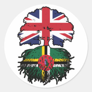 Dominica Dominican British Träd Roots Flagga Runt Klistermärke