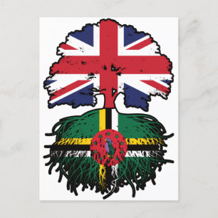 Dominica Dominican British Träd Roots Flagga Vykort
