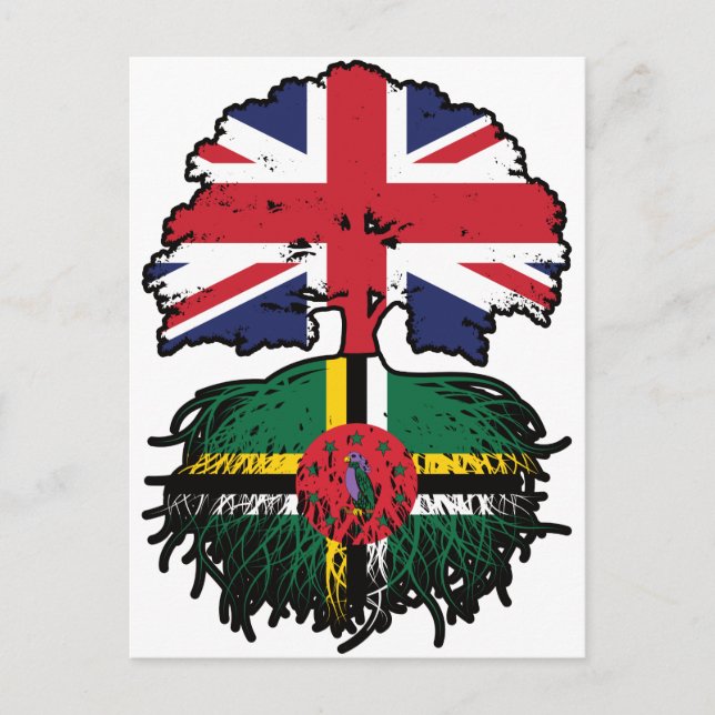 Dominica Dominican British Träd Roots Flagga Vykort (Framsida)