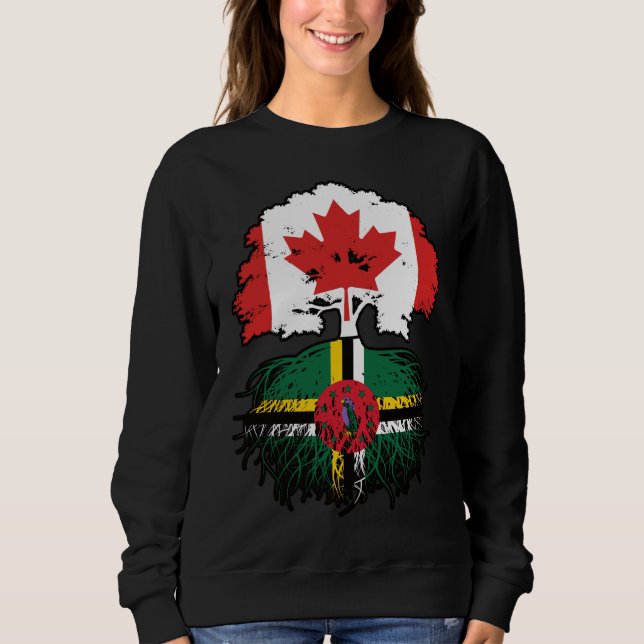 Dominica Dominican Canadian Träd Roots Flagga T Shirt (Framsida)