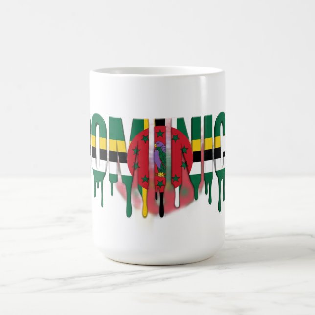 Dominica Drip Text | Karibisk flaggdesign | Fan Kaffemugg (Center)