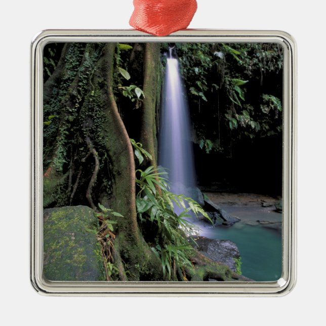 Dominica, Emerald Bassäng, Waterfall. Julgransprydnad Metall (Framsidan)