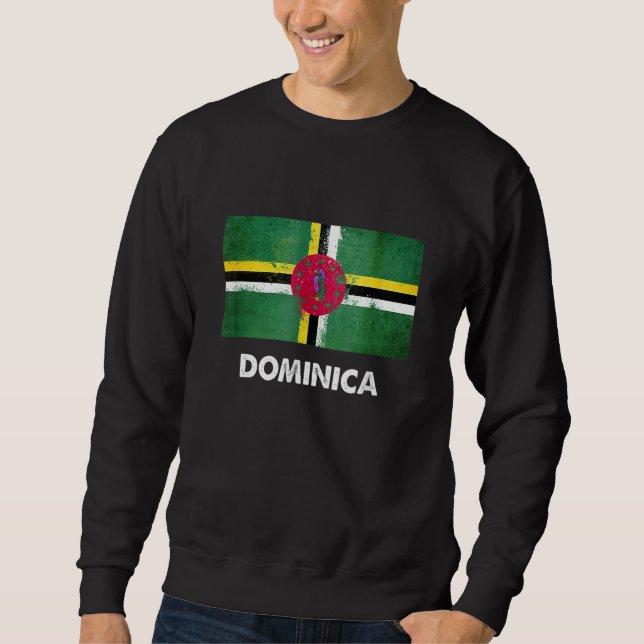 Dominica Flag  Dominikansk Lång Ärmad Tröja (Framsida)