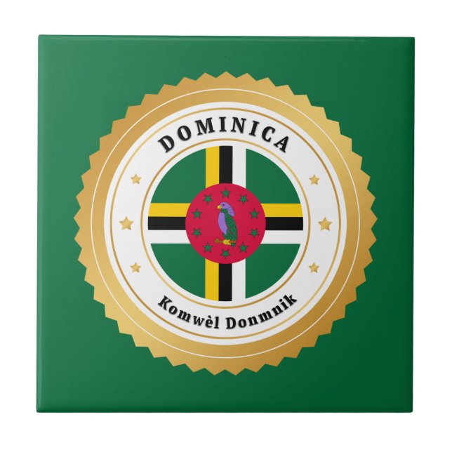 Dominica Flag Kakelplatta (Framsidan)