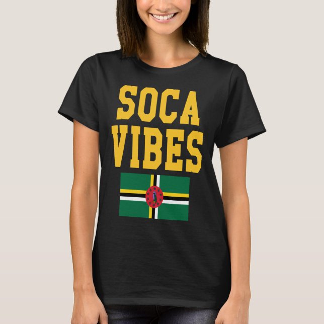 Dominica Flag Soca Vibes jouvert party Caribbean c T Shirt (Framsida)