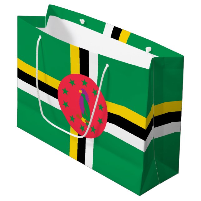 Dominica flagga (Framsidan Vinklad)