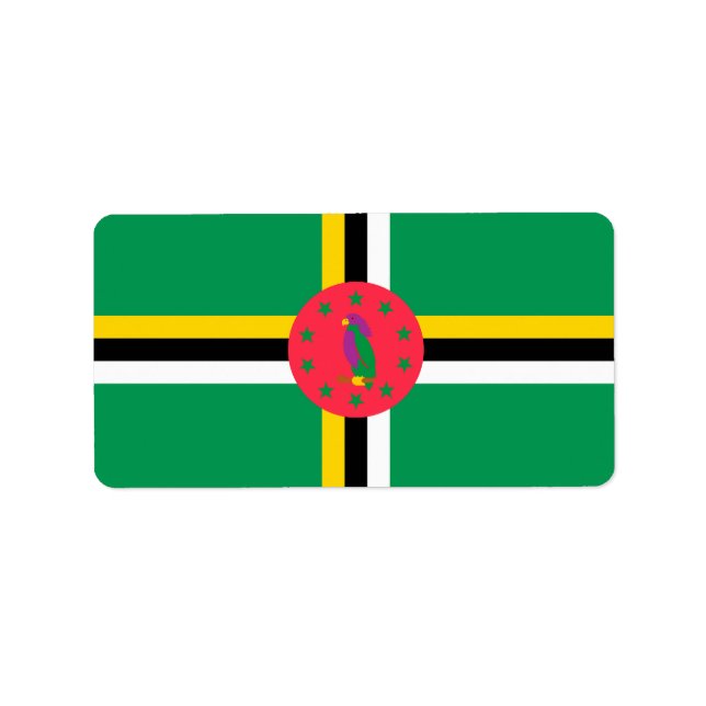 Dominica flagga adressetikett (Framsidan)