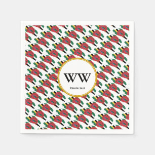 DOMINICA Flagga Anpassningsbar MONOGRAM Scripture Pappersservett