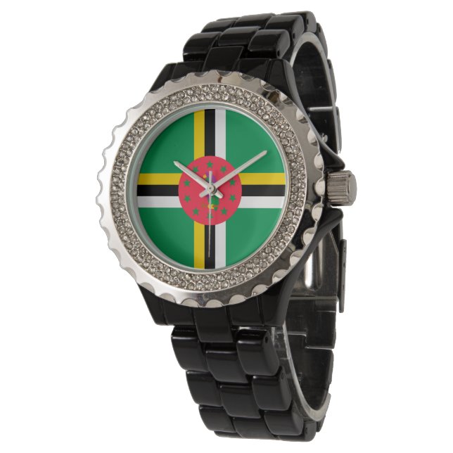 Dominica flagga armbandsur (Vinklad)