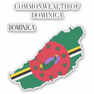 Dominica Flagga Charming Patriotic Karta Klistermärken