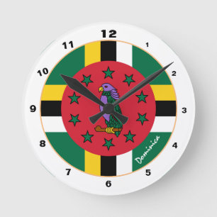 Dominica Flagga & Dominica trendig mode /design Rund Klocka