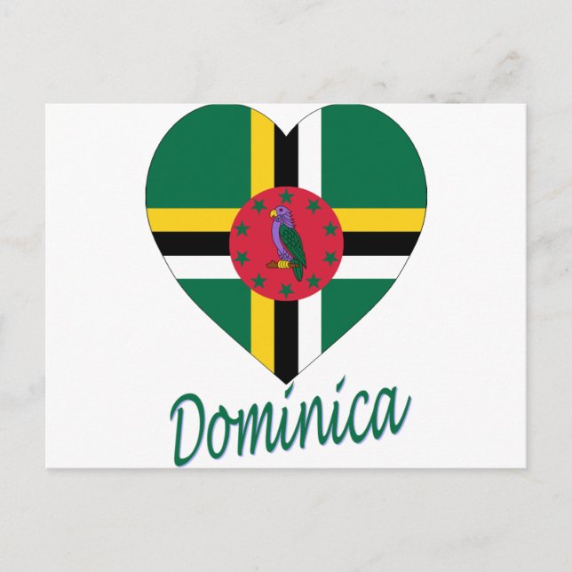 Dominica Flagga Heart Vykort (Framsida)