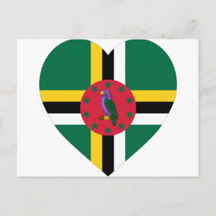 Dominica Flagga Heart Vykort