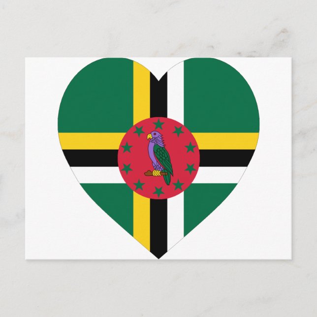 Dominica Flagga Heart Vykort (Framsida)