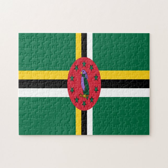 Dominica Flagga Jigszle Puzzle Pussel (Horisontell)