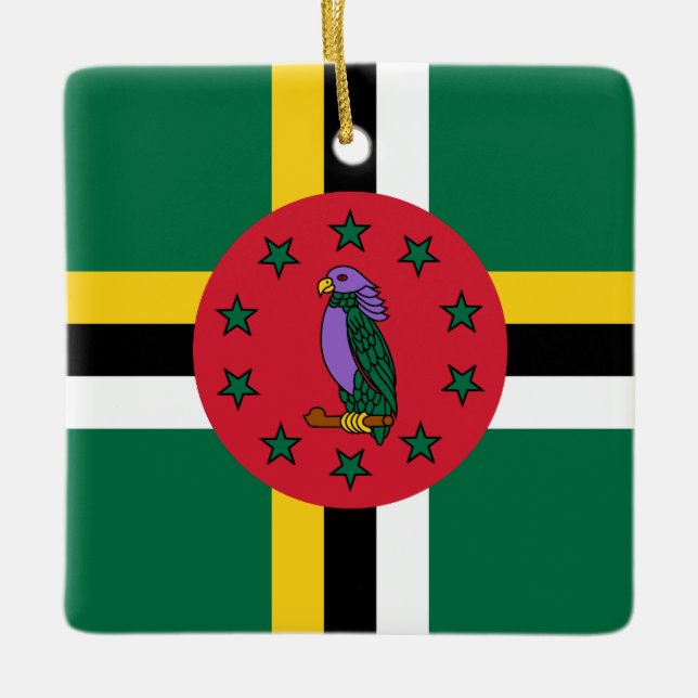 Dominica Flagga Julgransprydnad Keramik (Framsida)